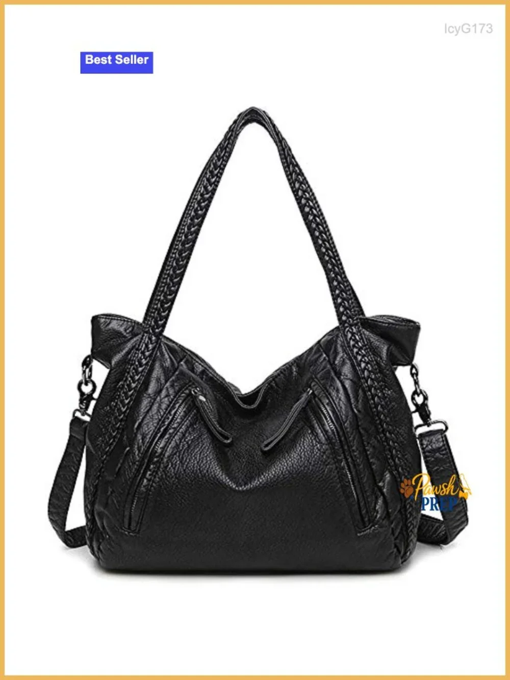 Slouchy Shoulder Tote Hobo Purse, Vegan Leather Braided Handbag